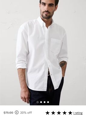 Banana Republic Men’s Softwash Cotton White Button-Down Shirt
